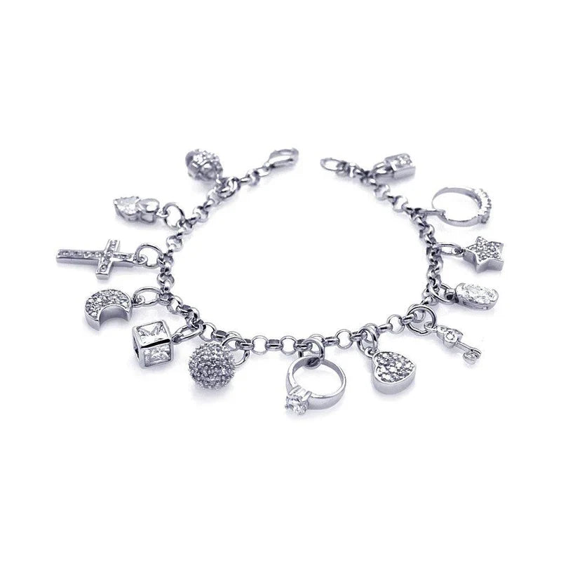 Silver 925 Multiple Charm Bracelet..