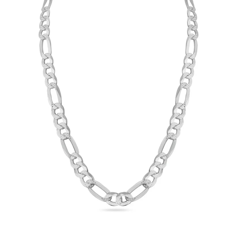 925 Sterling Silver Diamond Cut Figaro Bracelet 7.8mm..
