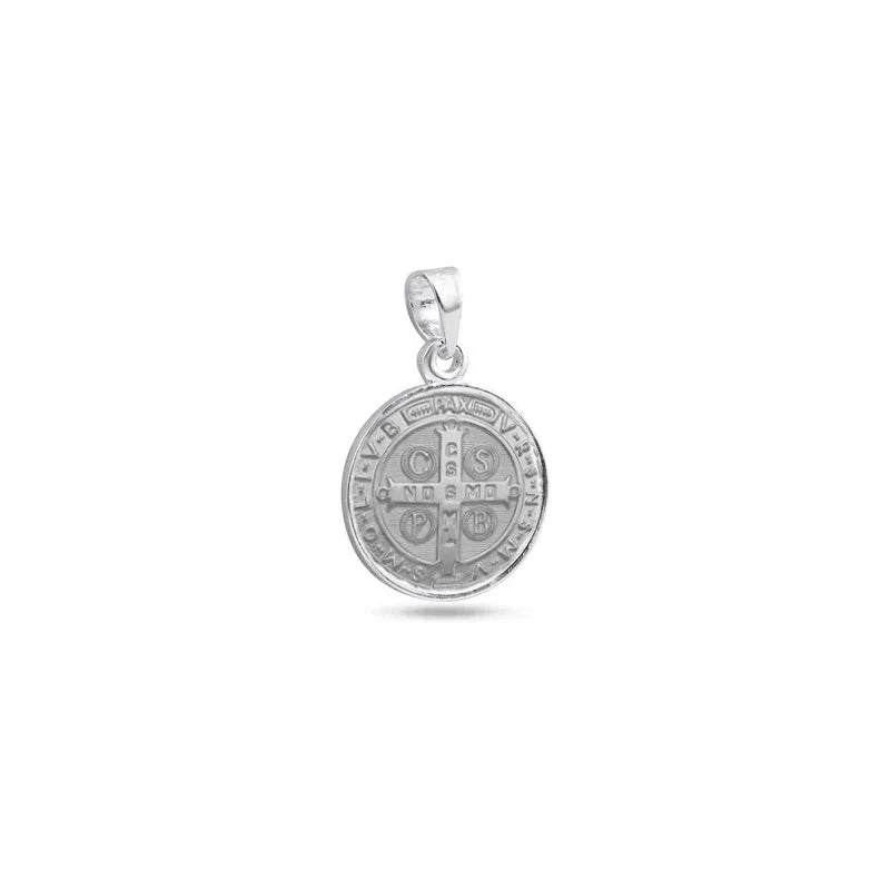 925 Sterling Silver High Polished Saint Benedict Medallion 16.4mm Pendant..