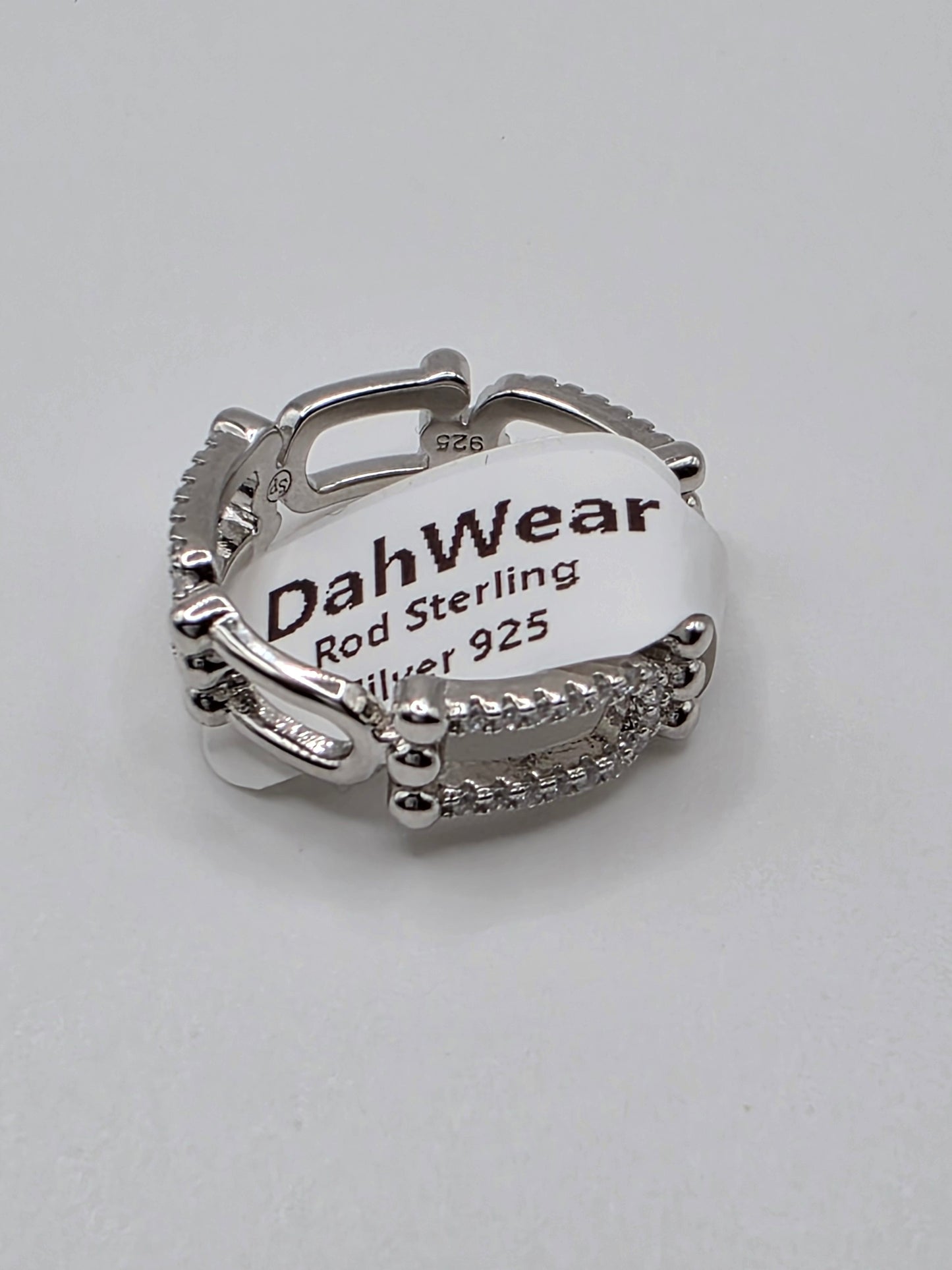 925 Sterling Silver Bow Paperclip Clear CZ Ring