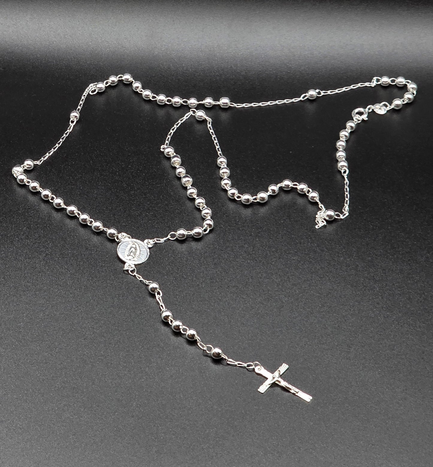 High Polished 925 Sterling Silver Cross Rosary