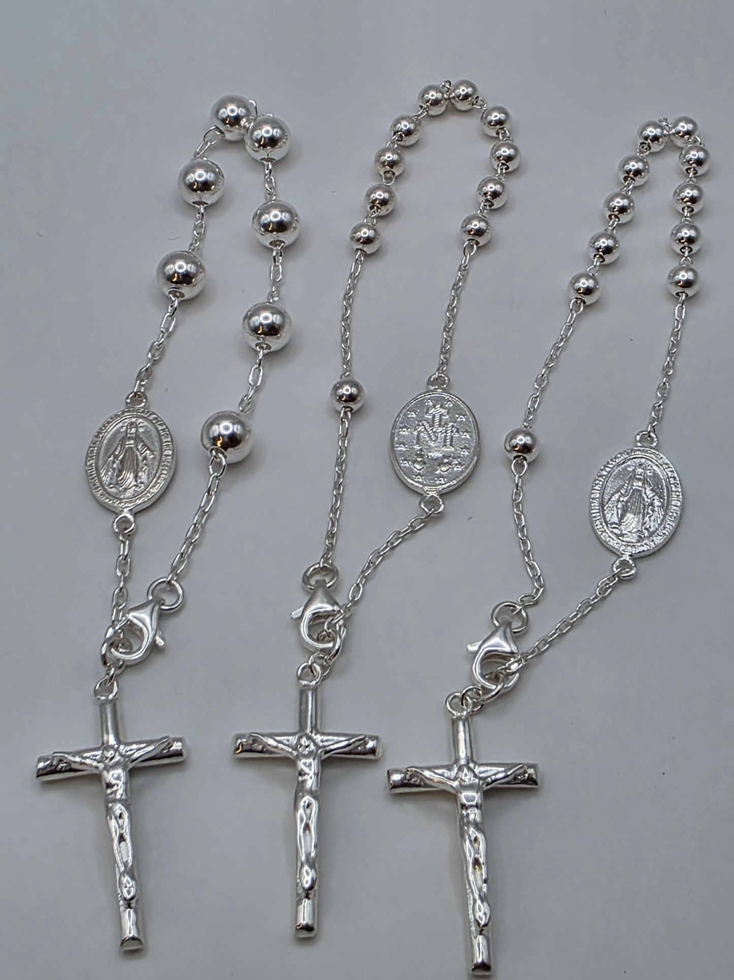 High Polished 925 Sterling Silver Rosary Bracelet