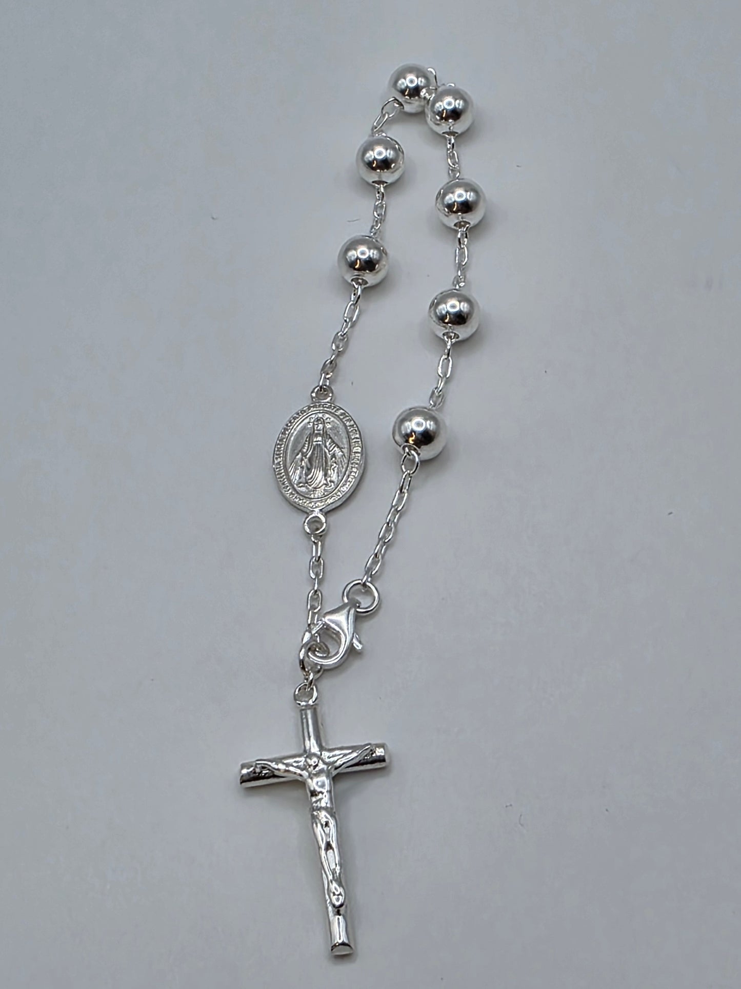 High Polished 925 Sterling Silver Rosary Bracelet