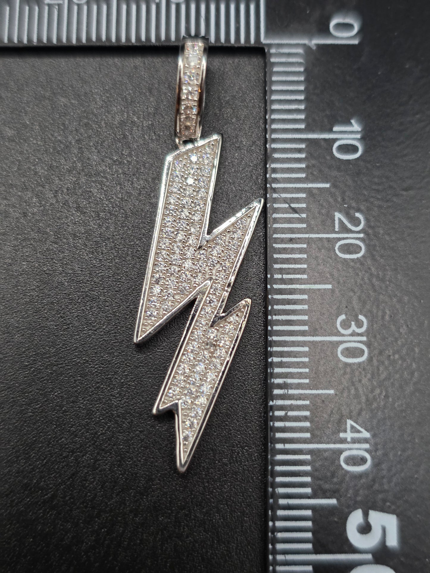 925 Sterling Silver Lightning Clear CZ Pendant..