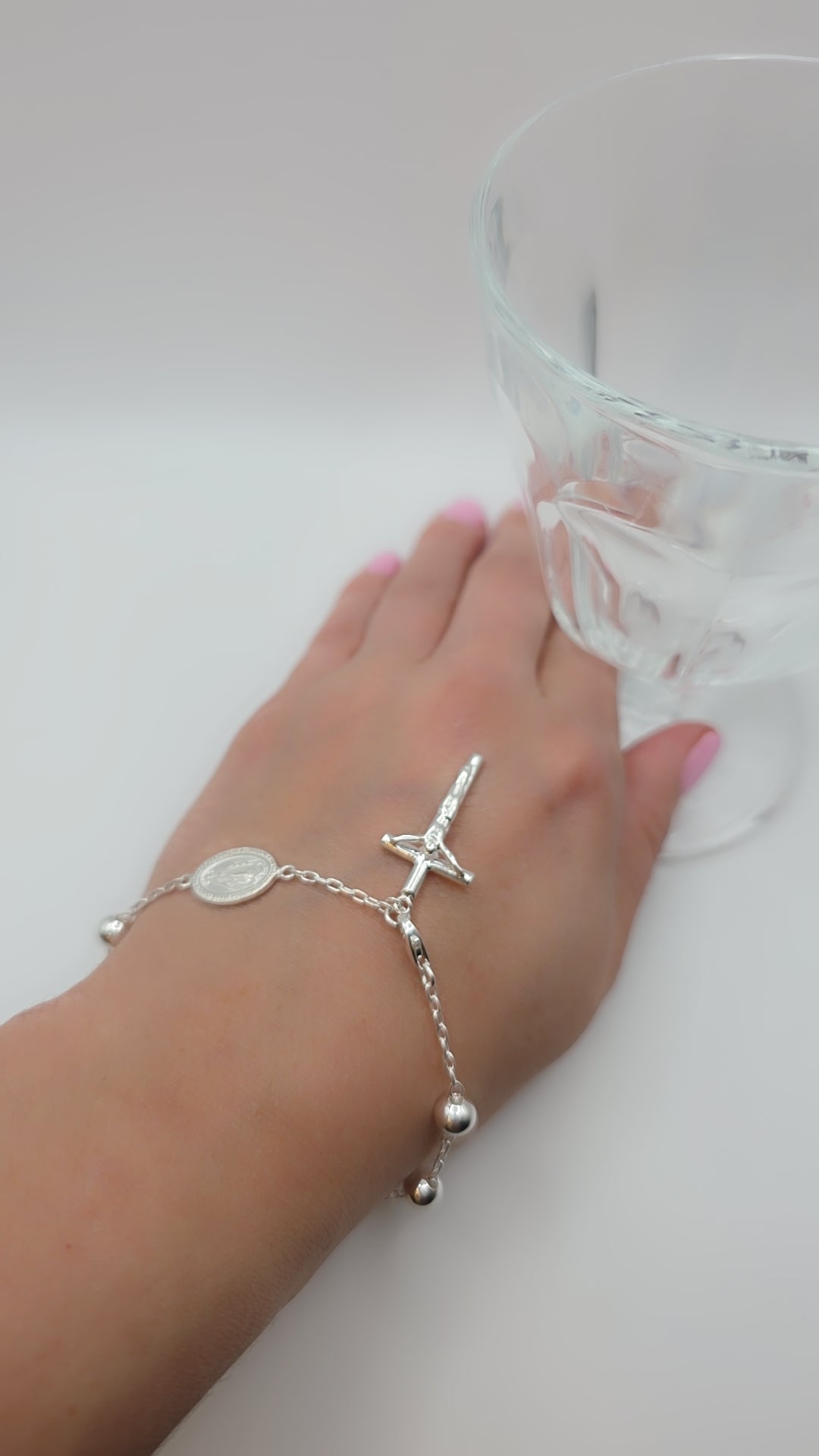 High Polished 925 Sterling Silver Rosary Bracelet