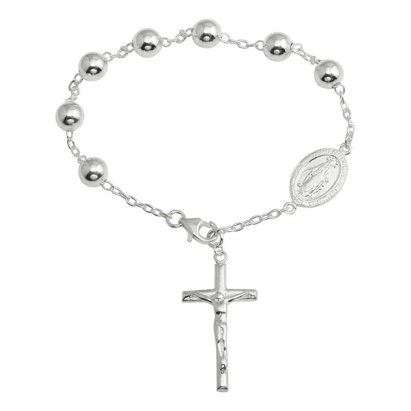 High Polished 925 Sterling Silver Rosary Bracelet