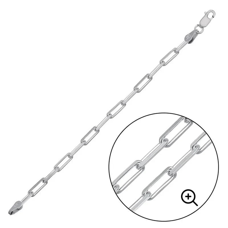 2.8MM 925 Sterling Silver Paperclip Link Chain or Bracelet