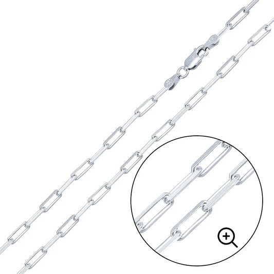 2.9MM 925 Sterling Silver Diamond Cut Paperclip Link Chain