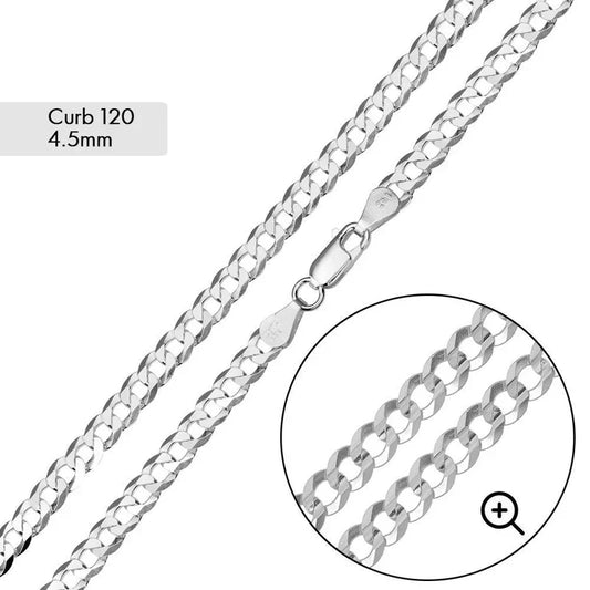 4.5MM 925 Sterling Silver Curb Chain