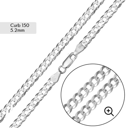 5.2MM 925 Sterling Silver Curb Chain