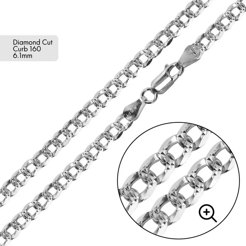 6.1MM Curb 1 Side Diamond Cut 1 Side Plain Chain