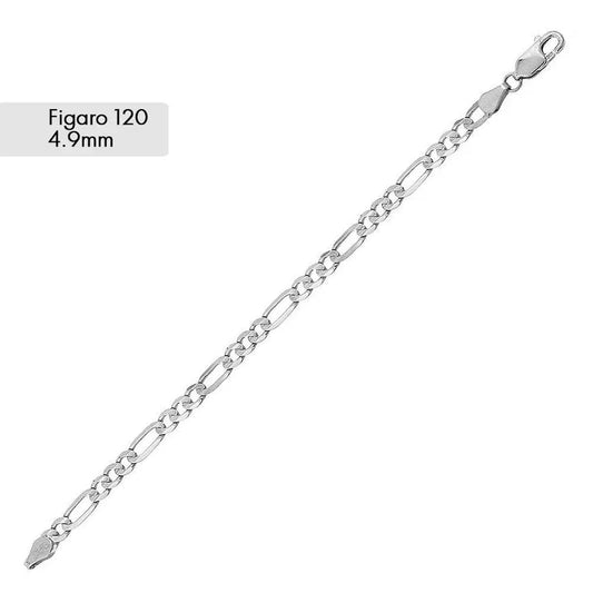 4.9MM 925 Sterling Silver Figaro Chain