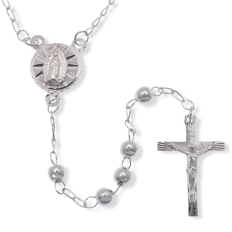 High Polished 925 Sterling Silver Cross Rosary