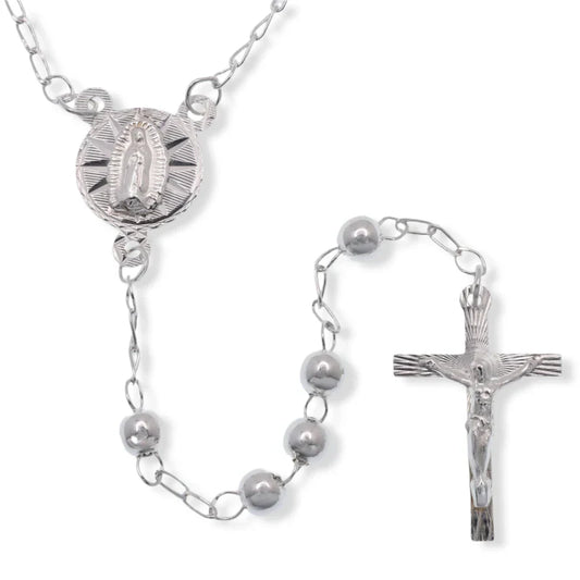 High Polished 925 Sterling Silver Cross Rosary