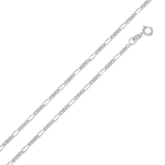 1.7MM Rhodium Plated 925 Sterling Silver Figaro Chain