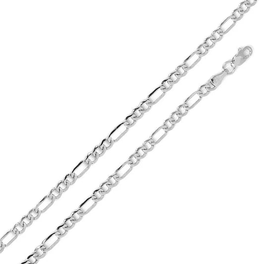 4MM 925 Sterling Silver Flat Figaro Chain