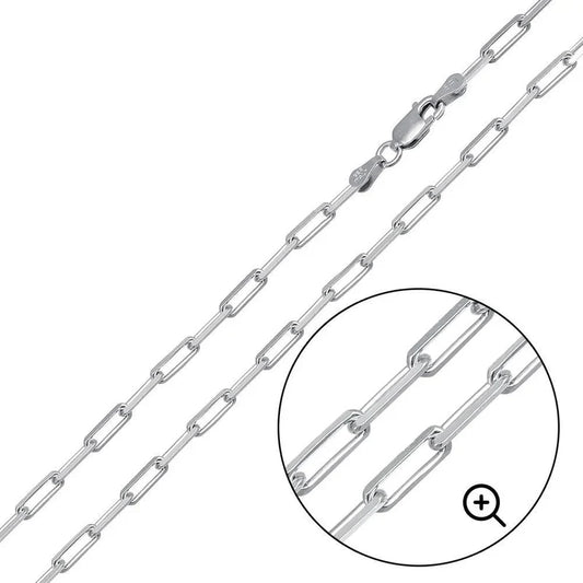 2.8MM 925 Sterling Silver Paperclip Link Chain or Bracelet