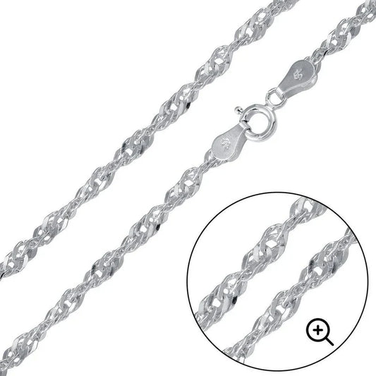 3.3MM 925 Sterling Silver Singapore Chain