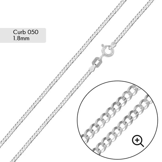 1.8MM 925 Sterling Silver Curb Chain