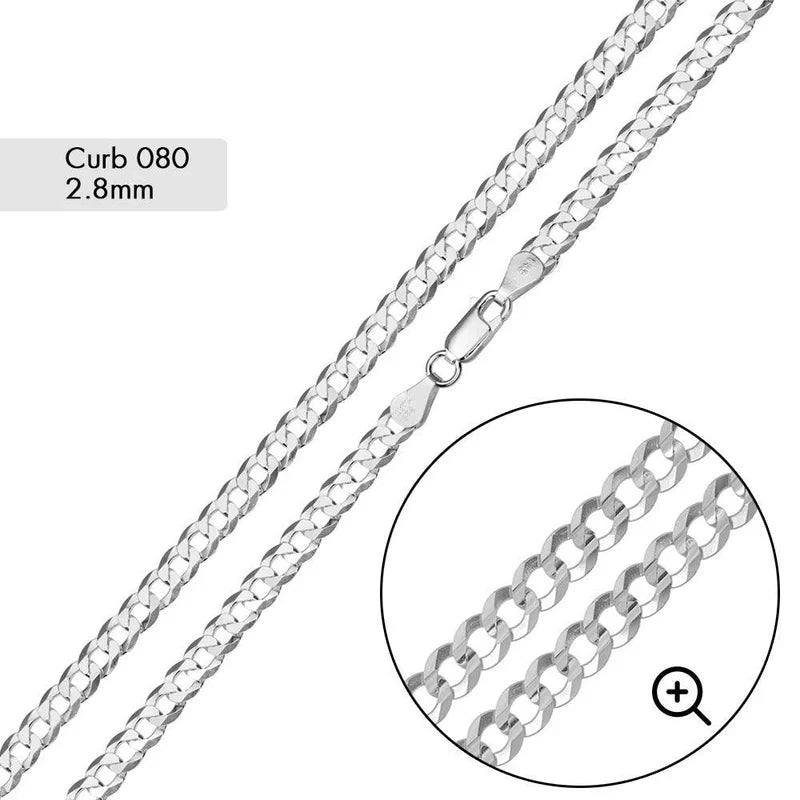 2.8MM 925 Sterling Silver Curb Chain..