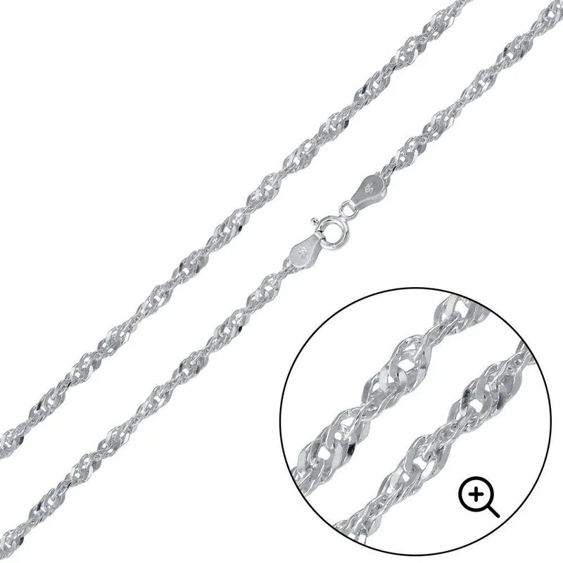 2MM 925 Sterling Silver Singapore Chain..