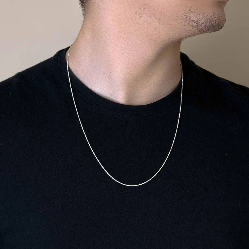 925 Sterling Silver 1.1mm High Polished Rope Chain..