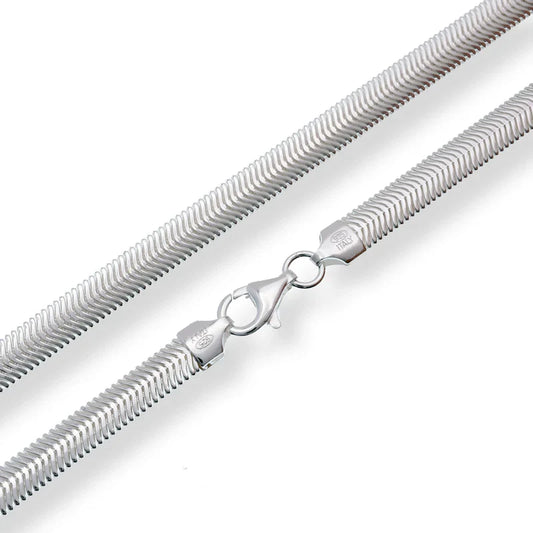 925 Sterling Silver Flat Snake 4.3mm Flexible Chain