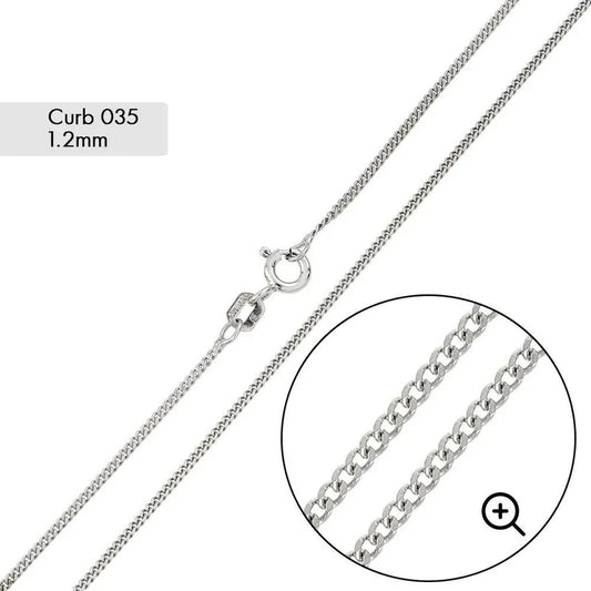 1.2MM 925 Sterling Silver Curb Chain