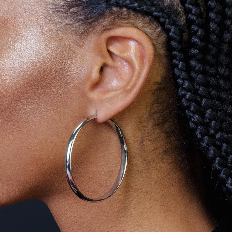 5MM 925 Sterling Silver Electroforming Rounded Hoop Earrings