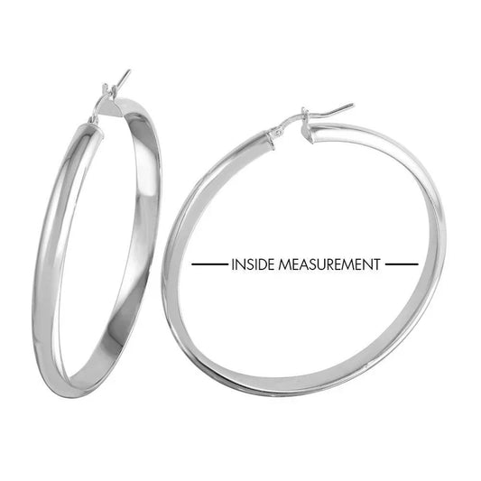 5MM 925 Sterling Silver Electroforming Rounded Hoop Earrings