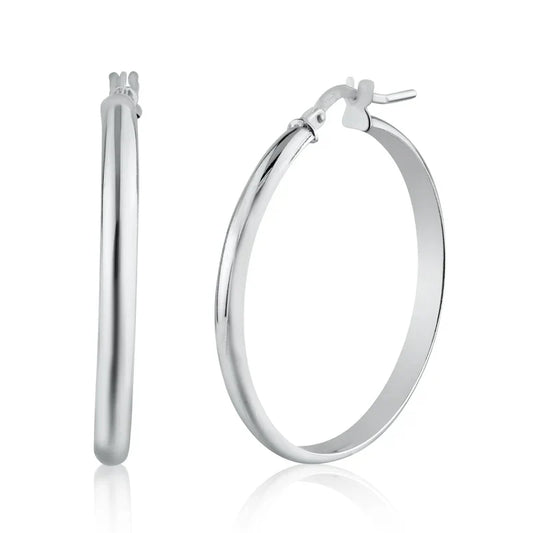 3.5MM 925 Sterling Silver Dome Hoop Earring