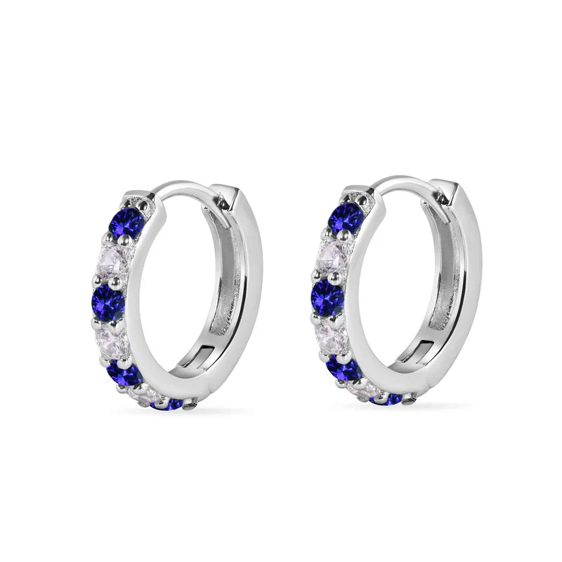 925 Sterling Silver Clear CZ Huggie Earring 12.6mm