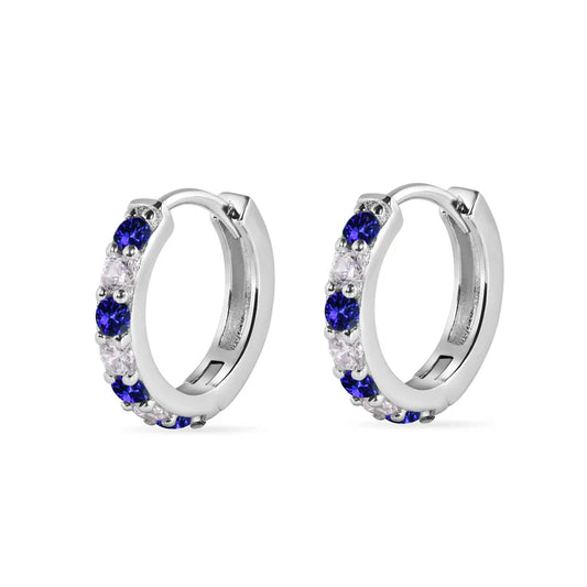 925 Sterling Silver Clear CZ Huggie Earring 12.6mm