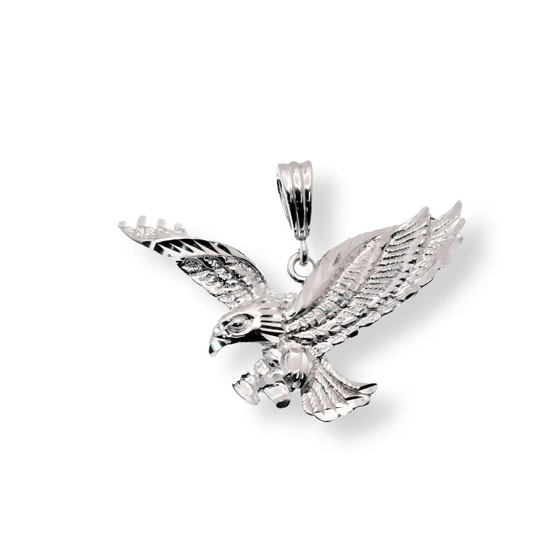 925 Sterling Silver Diamond Cut Eagle 39.2mm x 27.5mm Pendant..