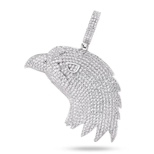 925 Sterling Silver Eagle Head Clear CZ Pendant..