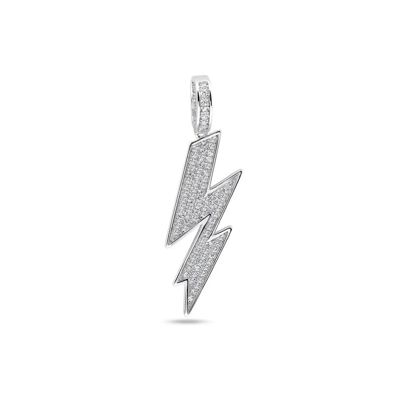 925 Sterling Silver Lightning Clear CZ Pendant..