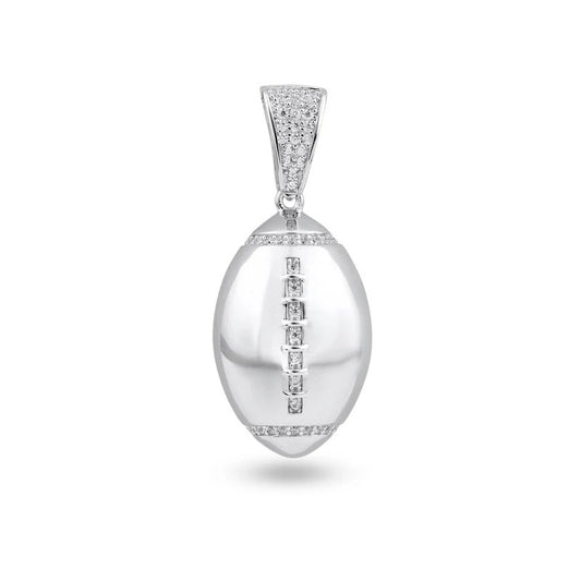 925 Sterling Silver Football Clear CZ Pendant..