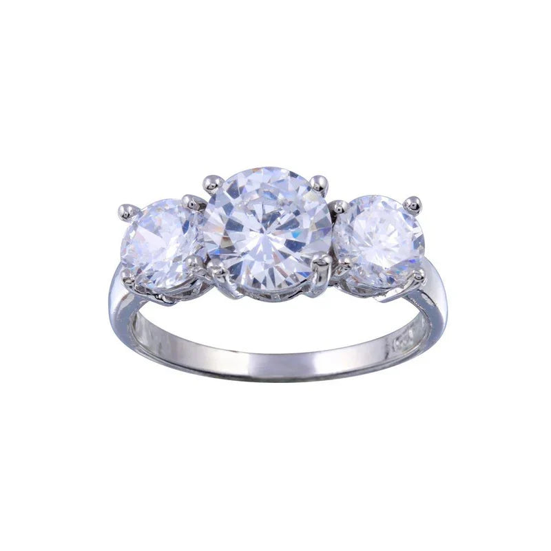925 Sterling Silver 3 CZ Bridal Ring