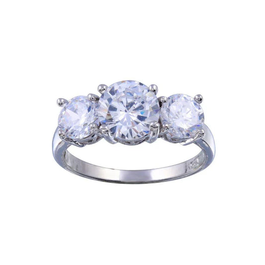 925 Sterling Silver 3 CZ Bridal Ring