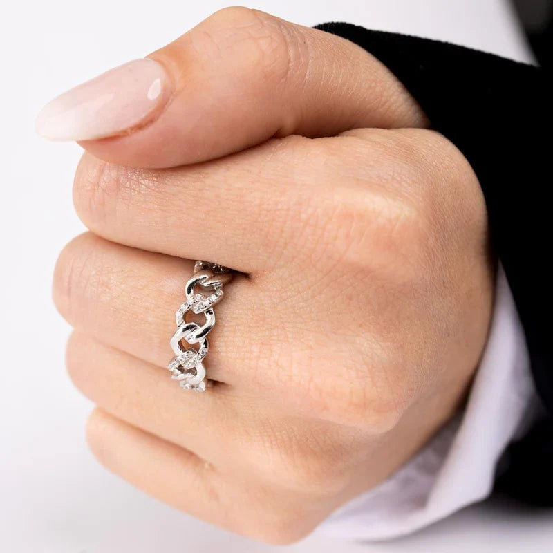 925 Sterling Silver Curb Design Link Ring 5.8mm