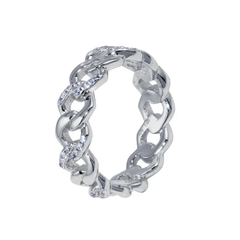 925 Sterling Silver Curb Design Link Ring 5.8mm