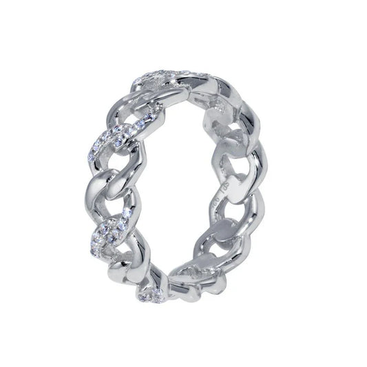 925 Sterling Silver Curb Design Link Ring 5.8mm