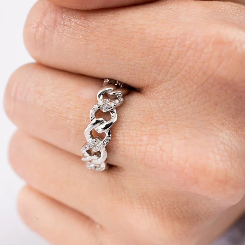 925 Sterling Silver Curb Design Link Ring 5.8mm