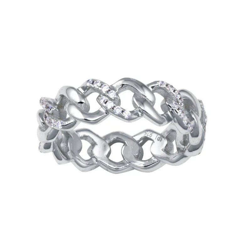 925 Sterling Silver Curb Design Link Ring 5.8mm