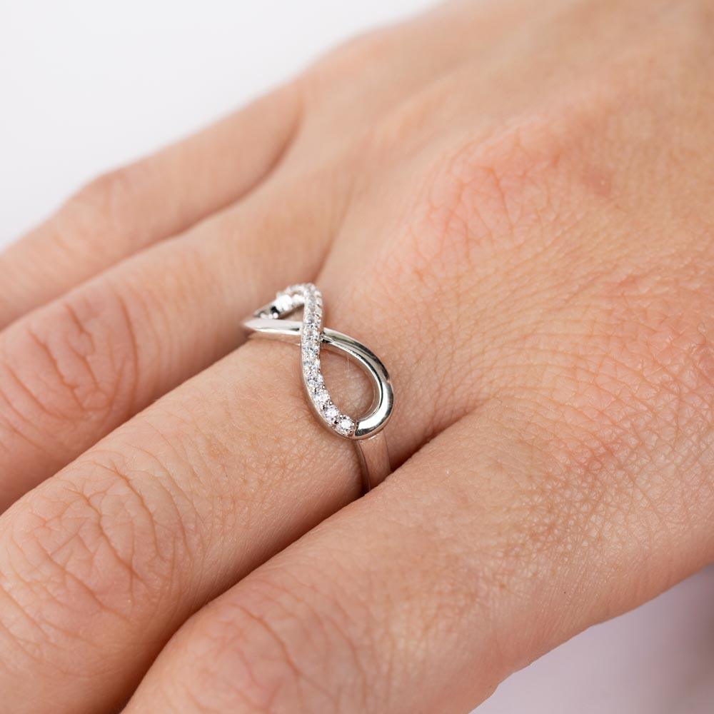 925 Sterling Silver Clear CZ Infinity Ring