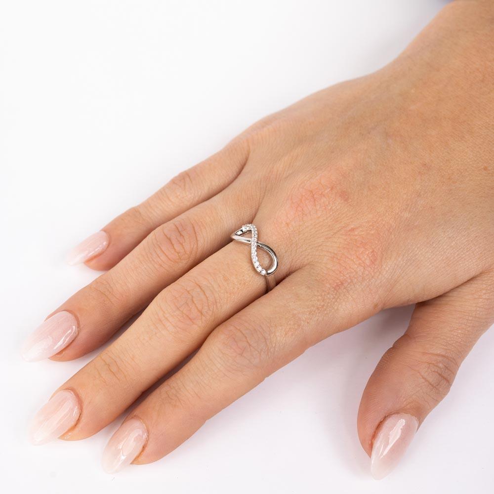 925 Sterling Silver Clear CZ Infinity Ring