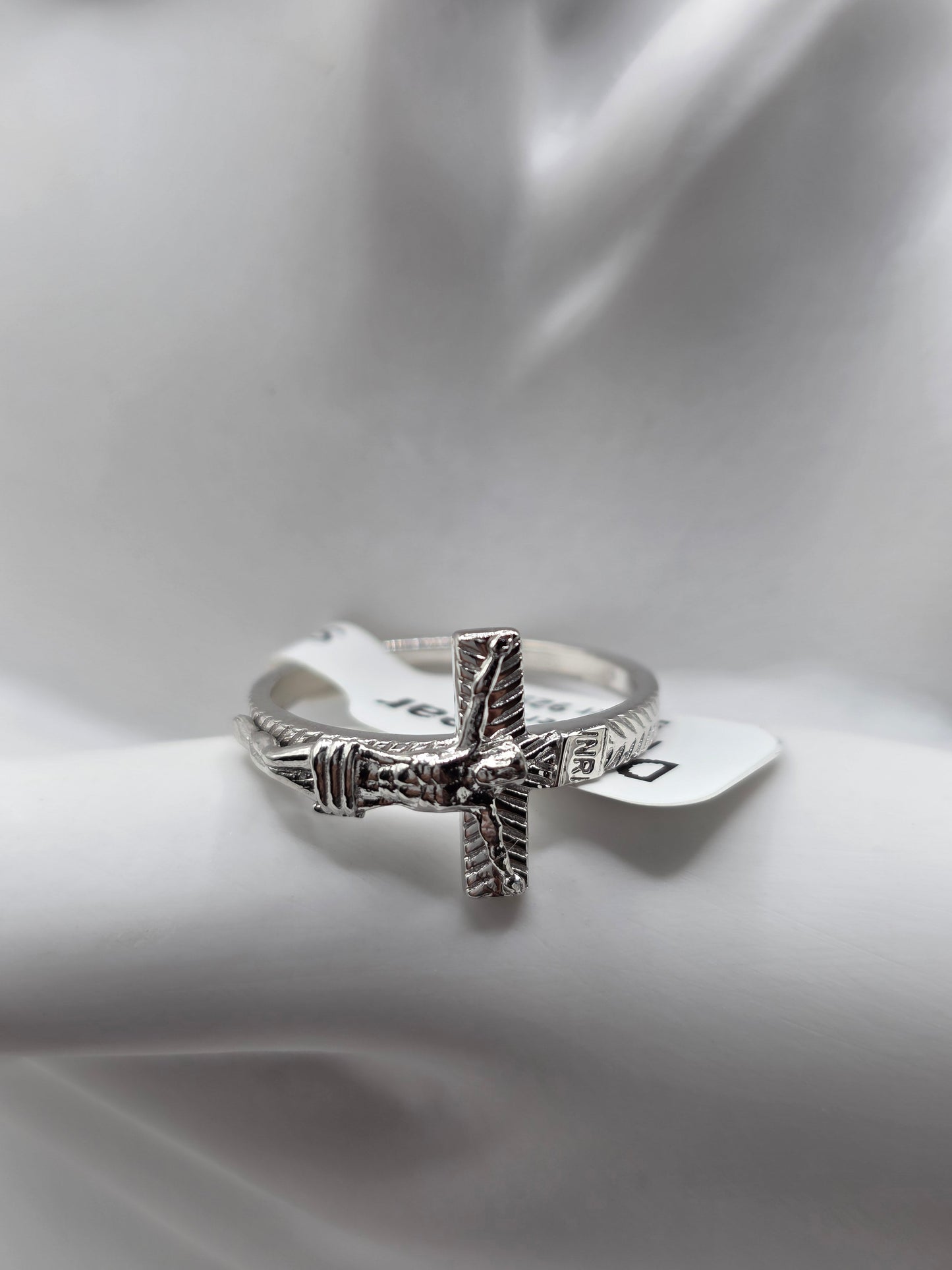 925 Sterling Silver Cross Jesus Christ 2.6mm Ring