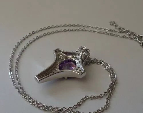 925 Sterling Silver Tanzanite CZ Rhodium Plated Cross Pendant Necklace